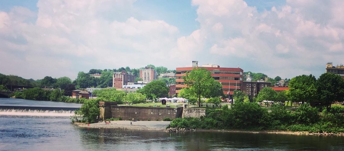 view from Historic Phillipsburg to Easton Lehigh-Delaware Rivers confluence